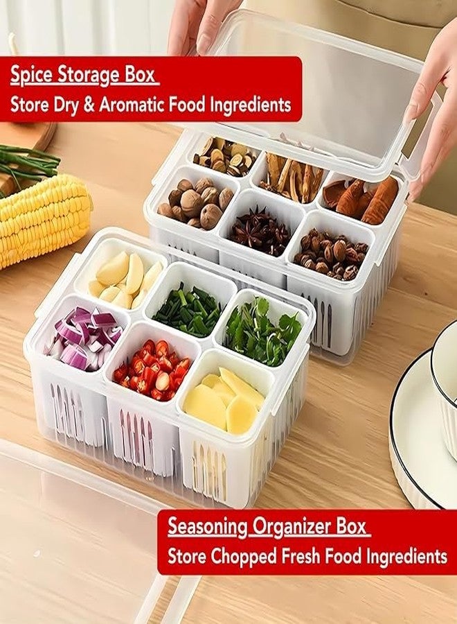 YEKDA Plastic Vegetable Storage Organizer Box Set for Fridge with Drain Cup Removable Fridge Storage Boxes for Chopped Vegetables Fruits freezer Safe Container with Lid 6 Compartment, Transparent - Image 3